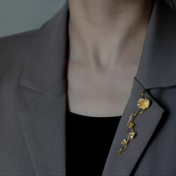 Gold 925 Silver The Zoorina Flower Brooch - Picture 5 of 5